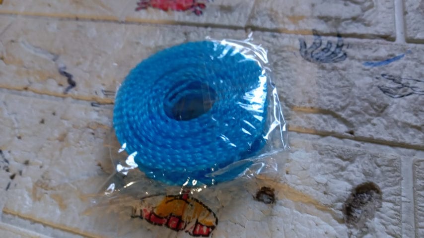 3 Meters Fiber Rope Anti-Slip Clothes Washing Drying Nylon Rope Japan Style Rope with Hooks, Durable Camping Clothesline Portable Clothes Drying Line Indoor Outdoor Laundry Storage for Travel Home Use (3 Mtr.) 4pc