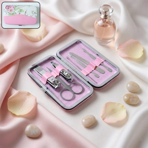 Premium 7 in 1 Manicure Pedicure Nail Care Kit Professional Nail Grooming Set with Nail Cutter Scissors Nail File Cuticle Pusher Tweezers Compact Travel Nail Care Tool Set with Storage Case – 1 Set