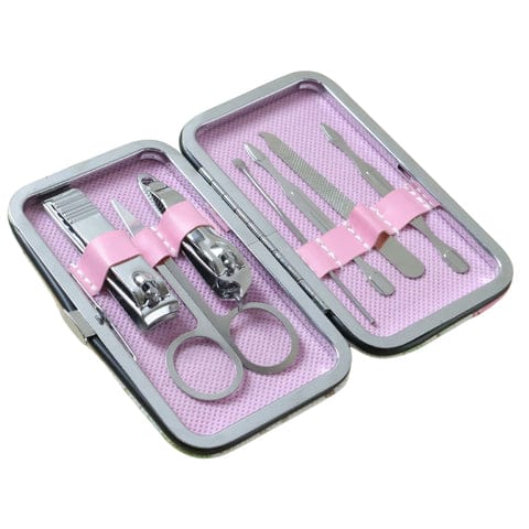 Premium 7 in 1 Manicure Pedicure Nail Care Kit Professional Nail Grooming Set with Nail Cutter Scissors Nail File Cuticle Pusher Tweezers Compact Travel Nail Care Tool Set with Storage Case – 1 Set