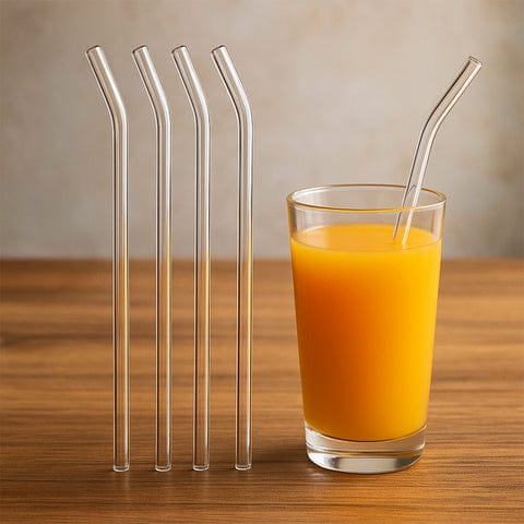 Reusable Glass Straws Clear Glass Drinking Straw, Reusable Straws Dishwasher Safe for Smoothies, Milkshakes, Juices, Tea, Etc Pack 3