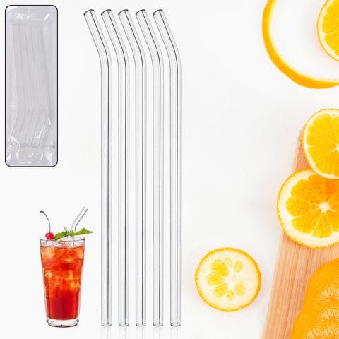 Reusable Glass Straws Clear Glass Drinking Straw, Reusable Straws Dishwasher Safe for Smoothies, Milkshakes, Juices, Tea, Etc Pack 3