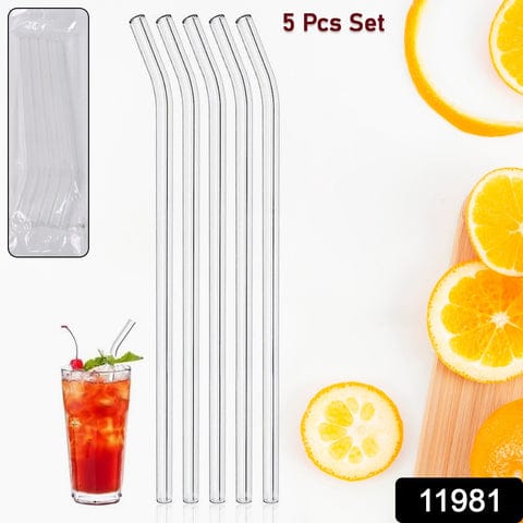 Reusable Glass Straws Clear Glass Drinking Straw, Reusable Straws Dishwasher Safe for Smoothies, Milkshakes, Juices, Tea, Etc Pack 3