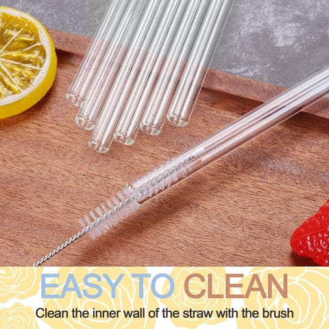 Reusable Glass Straws Clear Glass Drinking Straw, Reusable Straws Dishwasher Safe for Smoothies, Milkshakes, Juices, Tea, Etc Pack 3