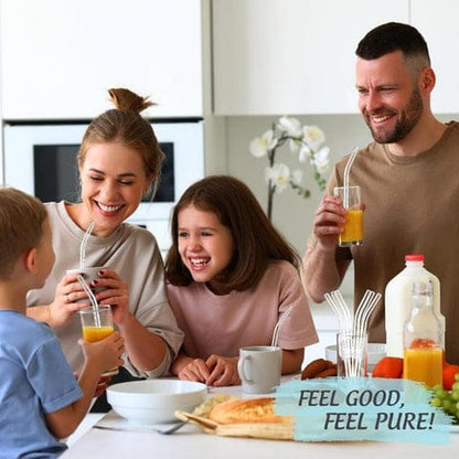 Reusable Glass Straws Clear Glass Drinking Straw, Reusable Straws Dishwasher Safe for Smoothies, Milkshakes, Juices, Tea, Etc Pack 3