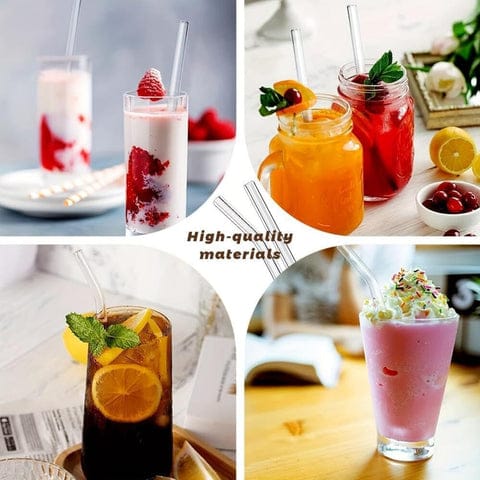 Reusable Glass Straws Clear Glass Drinking Straw, Reusable Straws Dishwasher Safe for Smoothies, Milkshakes, Juices, Tea, Etc Pack 3