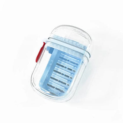 Multifunctional Soap Box with Drain Tray and Lock Clip – Plastic Transparent Soap Case with Lid for Bathroom, Kitchen &amp; Travel – Hygienic Soap Holder Organizer (Light Blue / 4pc)