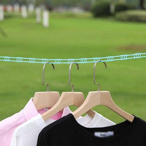 3 Meters Fiber Rope Anti-Slip Clothes Washing Drying Nylon Rope Japan Style Rope with Hooks, Durable Camping Clothesline Portable Clothes Drying Line Indoor Outdoor Laundry Storage for Travel Home Use (3 Mtr.) 4pc