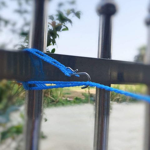 3 Meters Fiber Rope Anti-Slip Clothes Washing Drying Nylon Rope Japan Style Rope with Hooks, Durable Camping Clothesline Portable Clothes Drying Line Indoor Outdoor Laundry Storage for Travel Home Use (3 Mtr.) 4pc