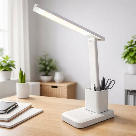 This modern LED study table lamp is designed to provide comfortable and efficient lighting for studying, reading, and working